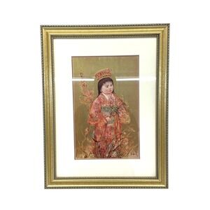 Edna Hibel Zuzu Limited Edition Lithograph 1039/2000 Framed Signed 1988 Art